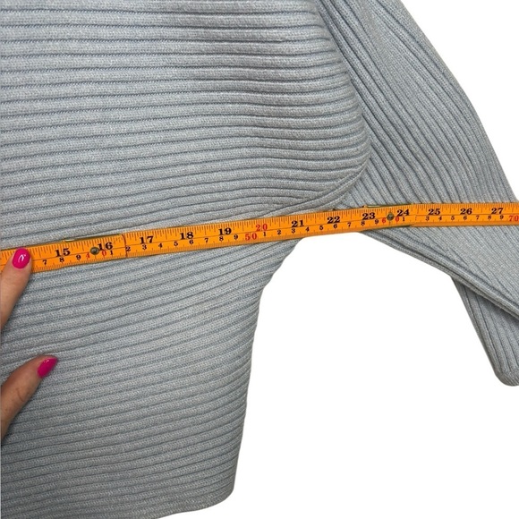 Anthropologie Kendall Cropped Ribbed Knit Boat Neck Blue Sweater Small - Picture 9 of 11